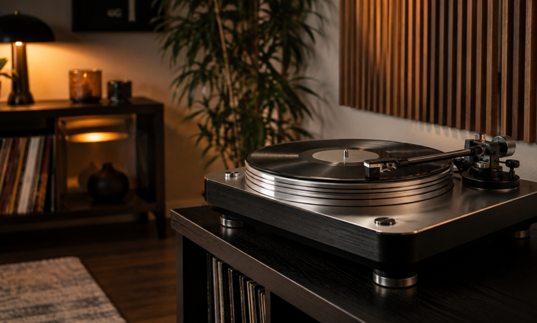 Audio-Technica AT-LP120XBT-USB-style turntable in a listening room